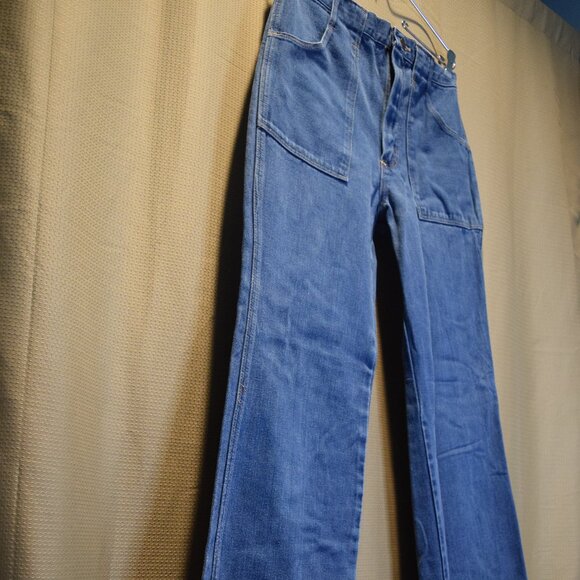 1970s MAVERICK Vintage Mens Jeans 32x 36 Disco Wide Leg Flare Denim EXCELLENT - Picture 3 of 15